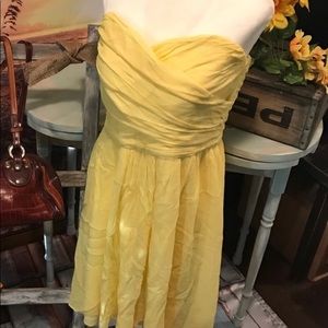 J. Crew 100% Silk Yellow Strapless Dress sz 14